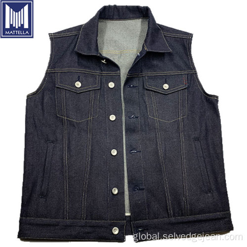 15oz Selvedge Denim Vest Custom Regular Fit Indigo Selvedge Denim Men Vest Manufactory